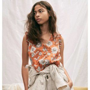 Ruffle Button-Front Tank in Gathered Blooms